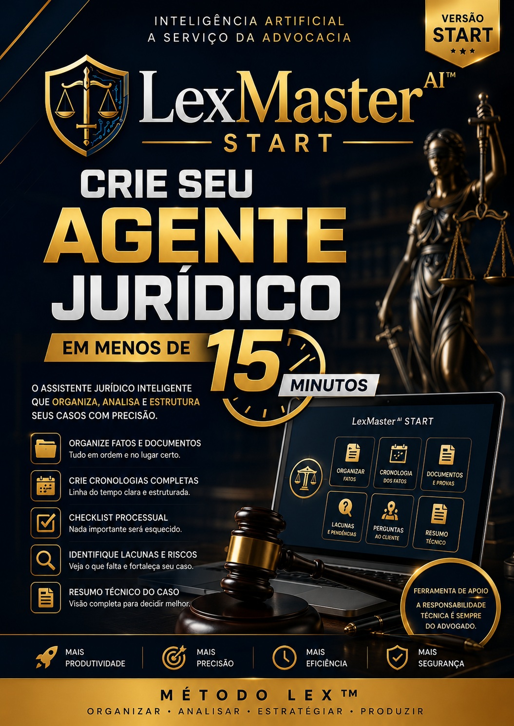 Capa do eBook LexMaster AI Start — Crie seu agente jurídico em menos de 15 minutos