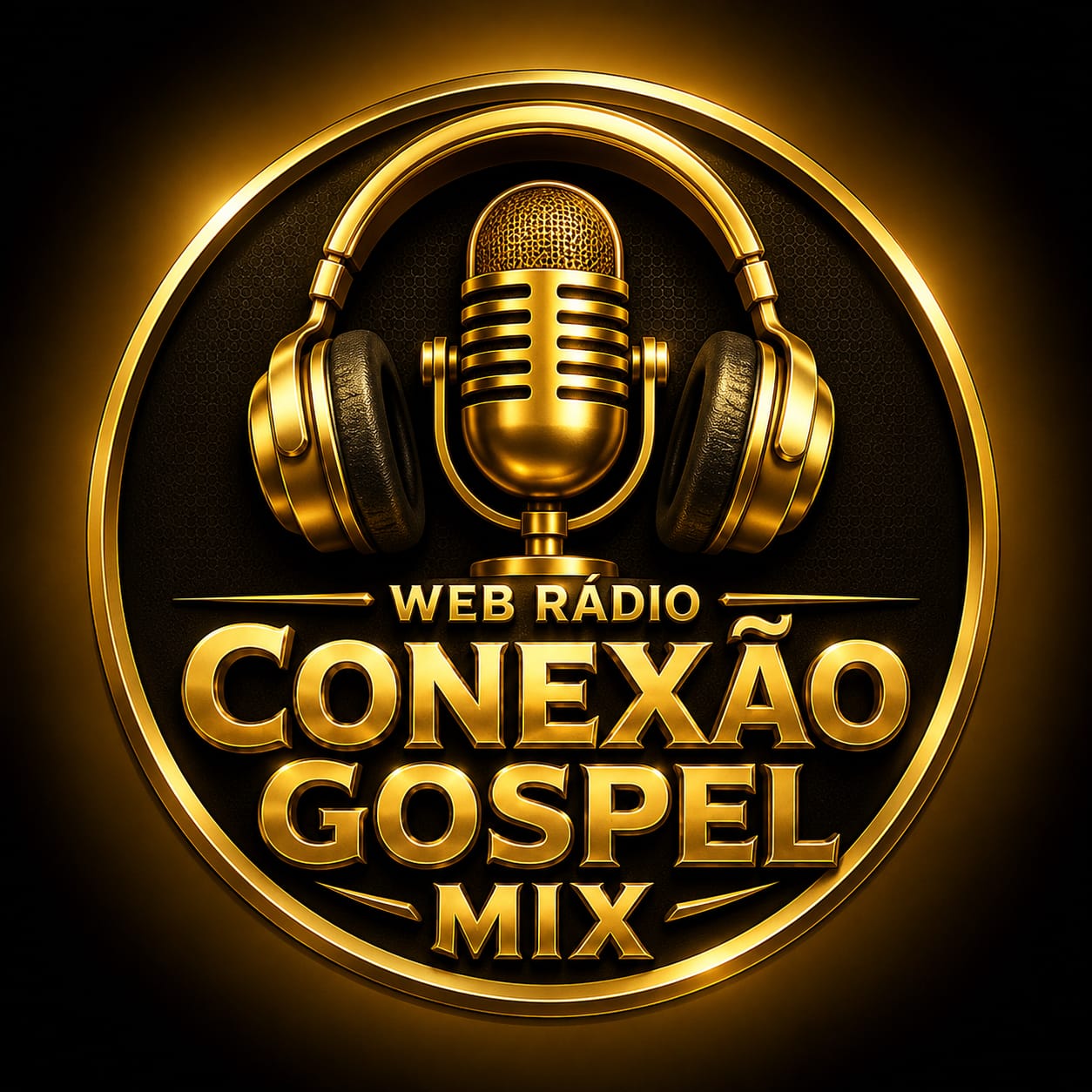 Logo dourada da Web Rádio Conexão Gospel Mix